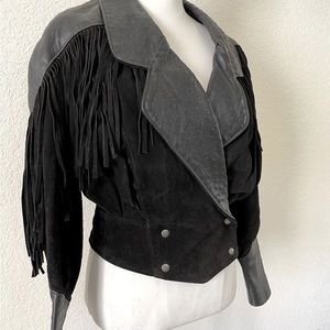 Black Leather Fringe Jacket